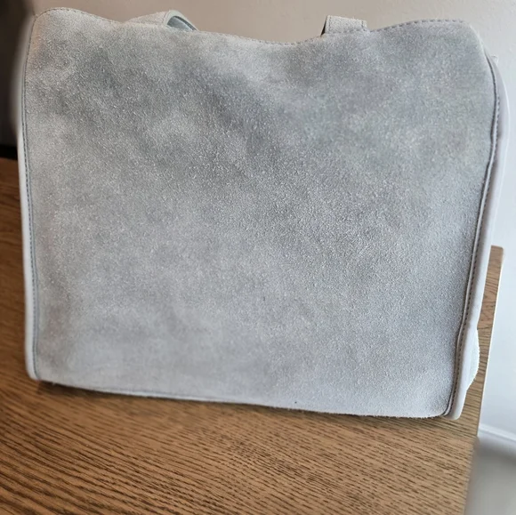 Margot New York Light Blue/Grey Suede Tote Bag - Picture 4 of 8